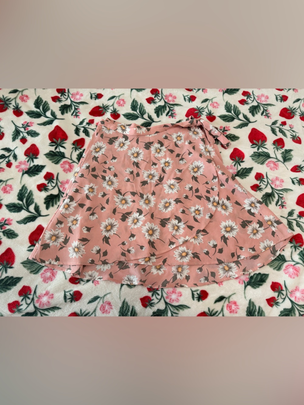 Pink Daisy Wrap Mini Skirt